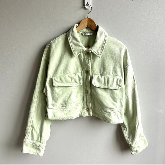 Zara Cropped Denim Jacket Sz M - Picture 1 of 4